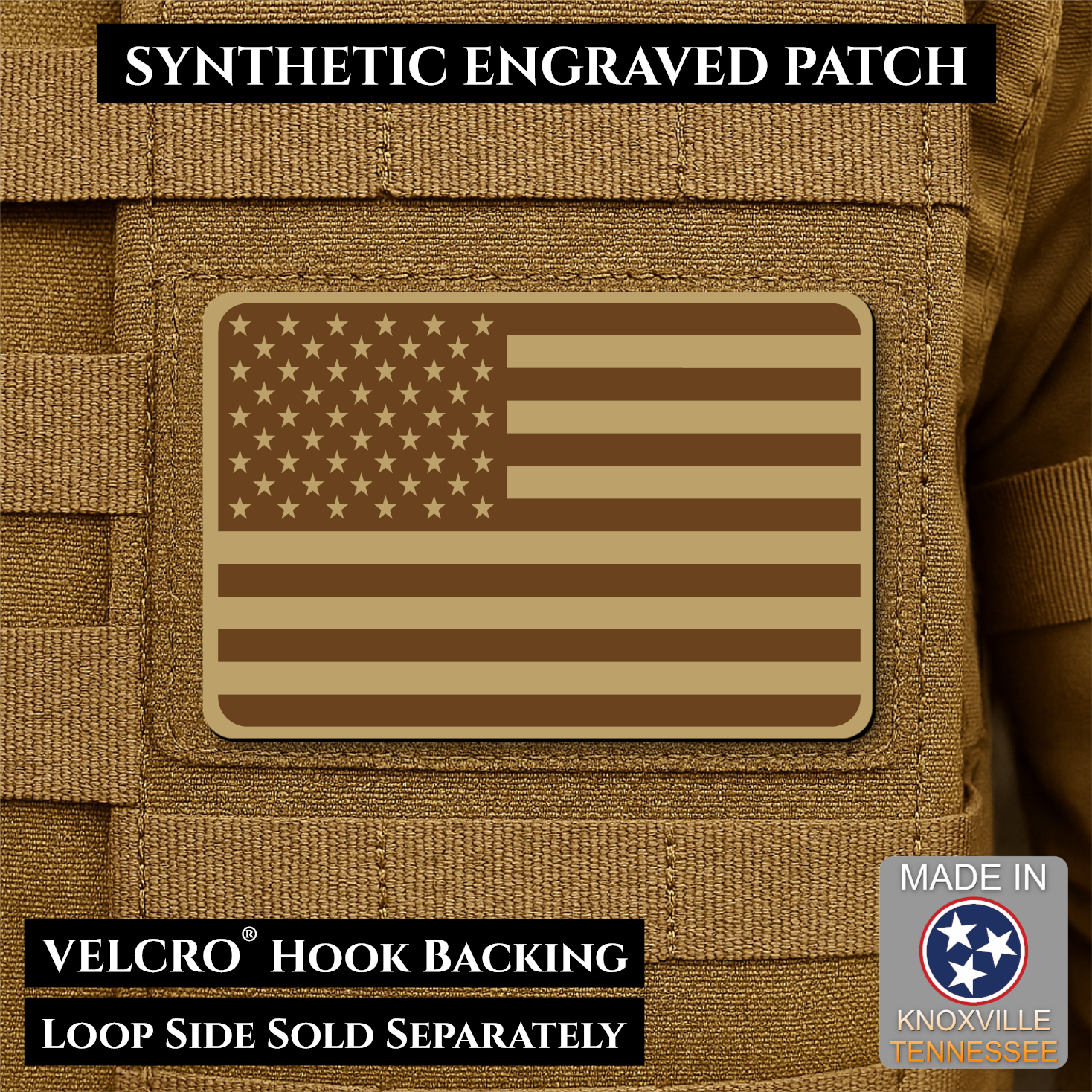 American Flag Patch | Made in USA | VELCRO® Brand Hook Backing