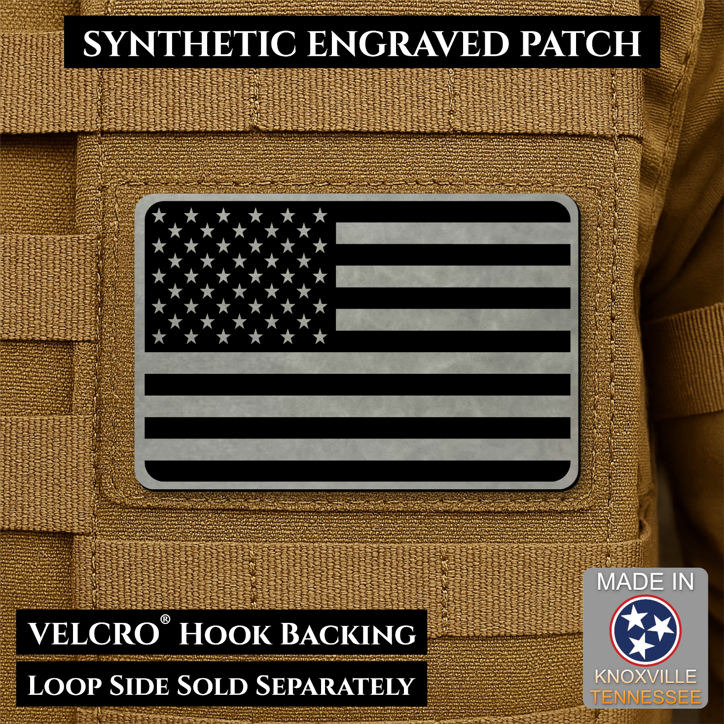 American Flag Patch | Made in USA | VELCRO® Brand Hook Backing