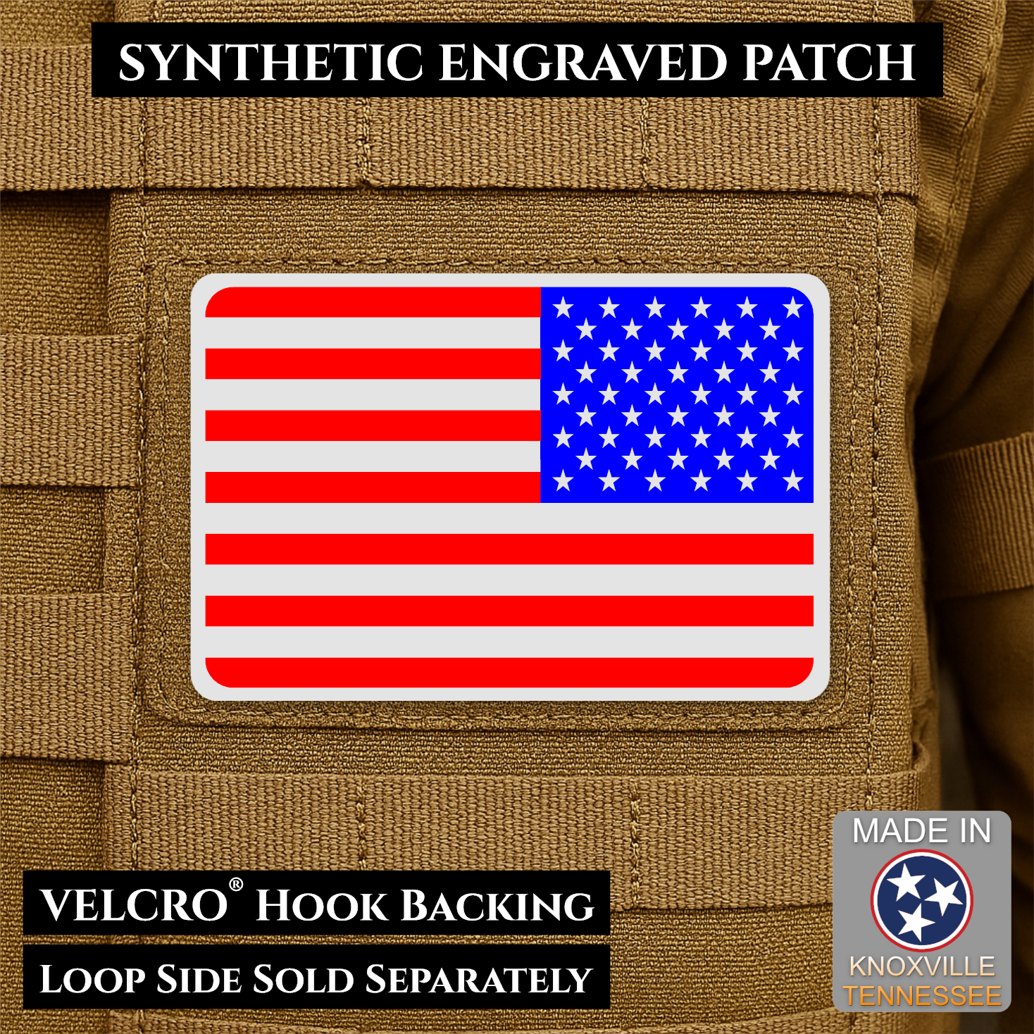 American Flag Patch | Made in USA | VELCRO® Brand Hook Backing