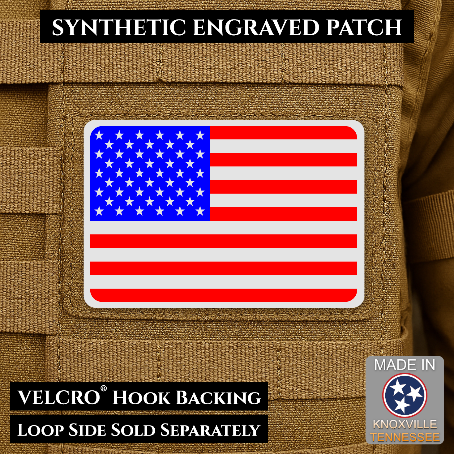 American Flag Patch | Made in USA | VELCRO® Brand Hook Backing