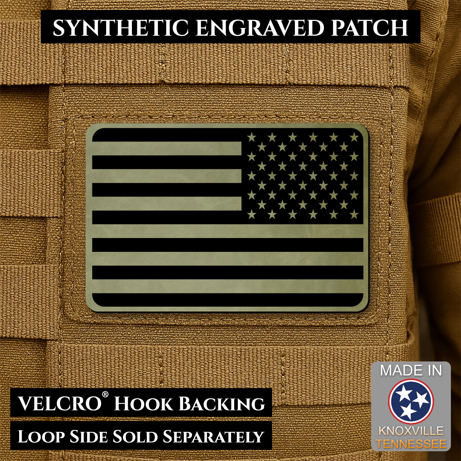 American Flag Patch | Made in USA | VELCRO® Brand Hook Backing