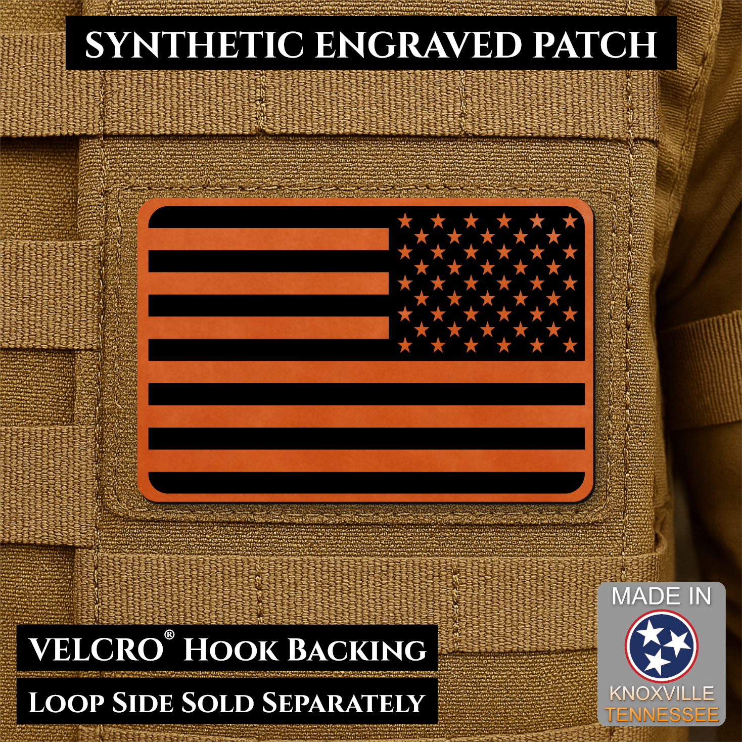 American Flag Patch | Made in USA | VELCRO® Brand Hook Backing