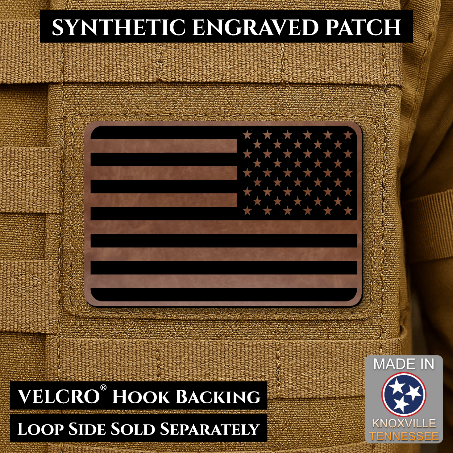American Flag Patch | Made in USA | VELCRO® Brand Hook Backing