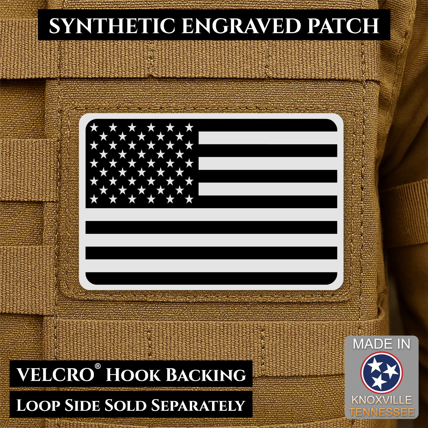 American Flag Patch | Made in USA | VELCRO® Brand Hook Backing