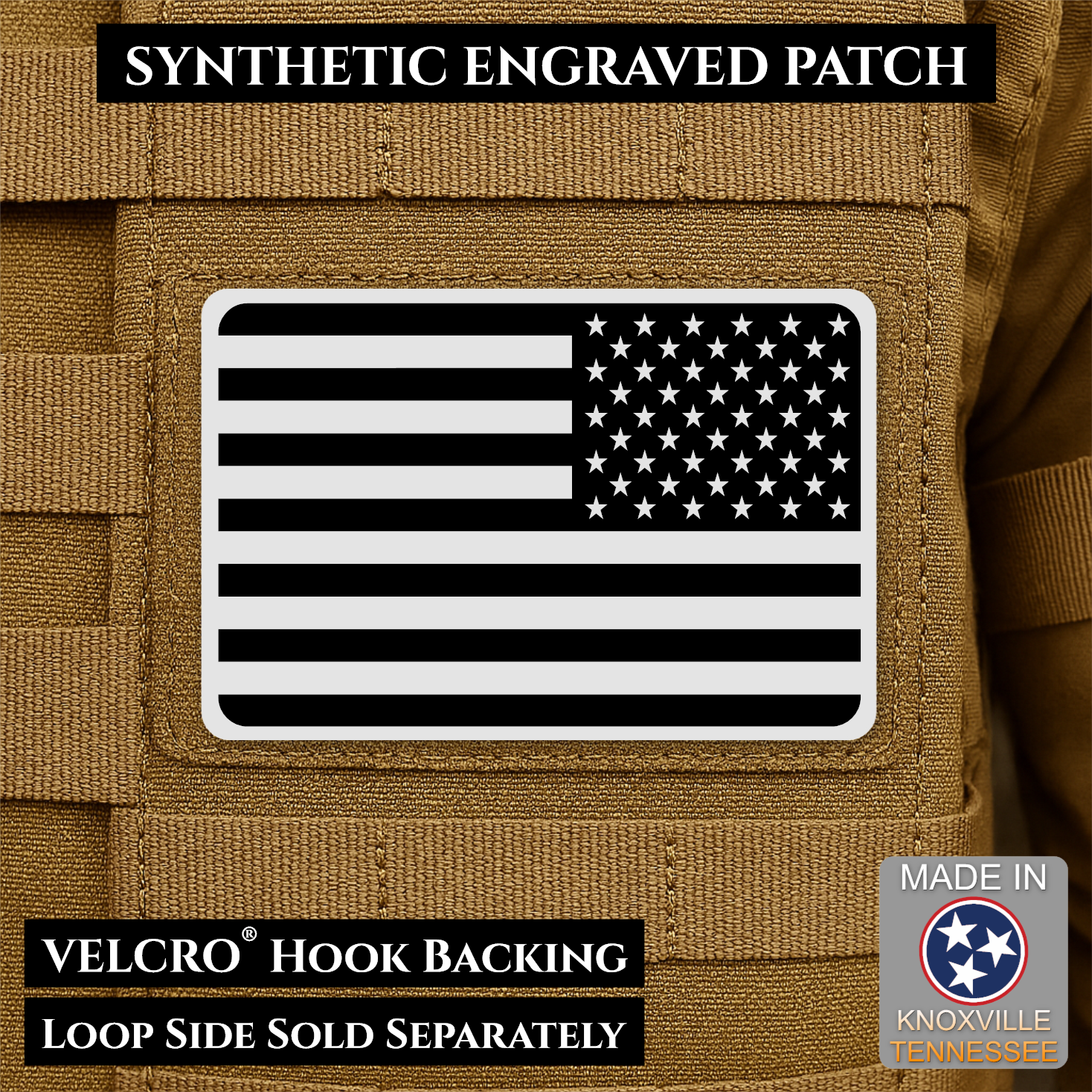 American Flag Patch | Made in USA | VELCRO® Brand Hook Backing